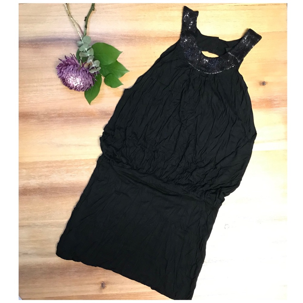 H&M black halter top dress/open back Sz Sm